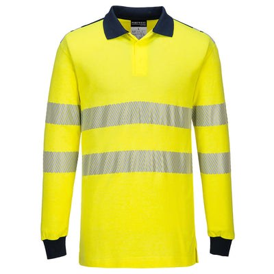 Portwest FR702 WX3 Flame Retardant Hi-Vis Polo Shirt 1#colour_yellow-navy