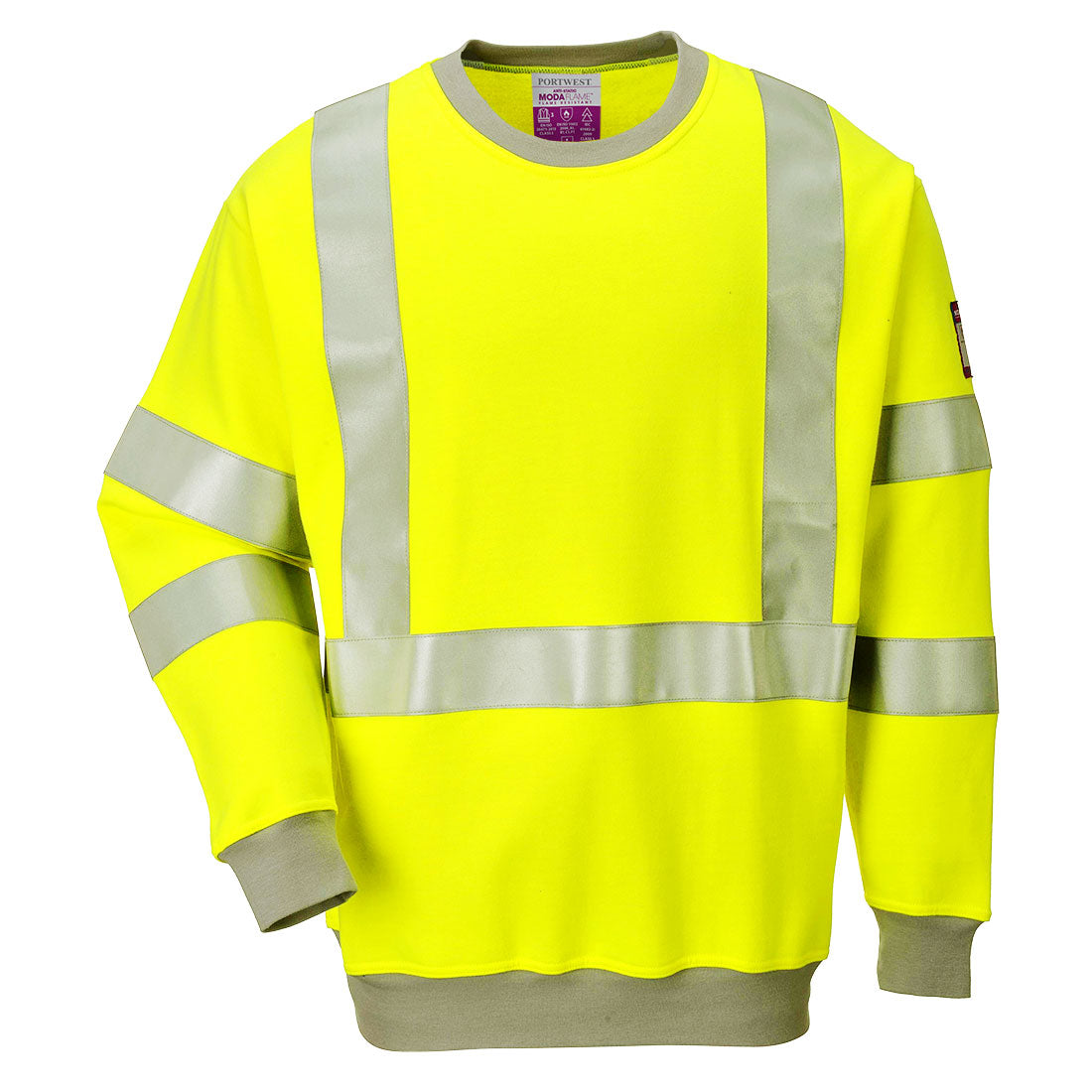 Portwest FR72 Flame Resistant Anti-Static Hi Vis Sweatshirt 1#colour_yellow