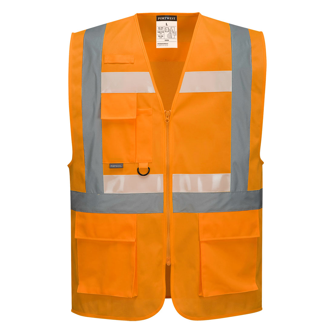 Portwest G456 Glowtex Ezee Zip Hi Vis Executive Vest 1#colour_orange