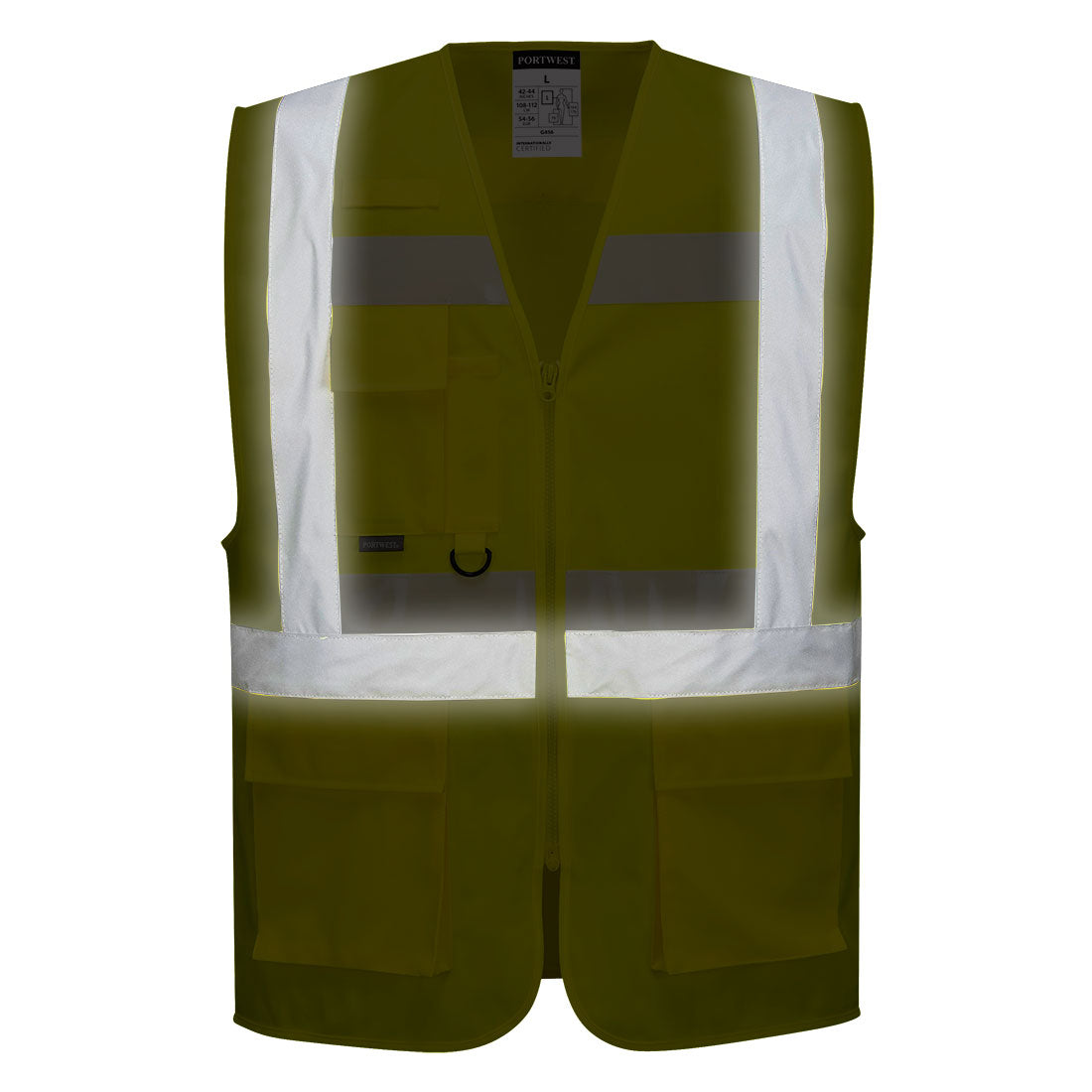 Portwest G456 Glowtex Ezee Zip Hi Vis Executive Vest 1#colour_yellow 2#colour_yellow 3#colour_yellow