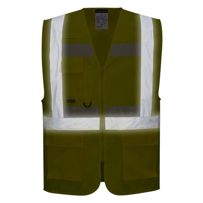 Portwest G456 Glowtex Ezee Zip Hi Vis Executive Vest 1#colour_yellow 2#colour_yellow 3#colour_yellow