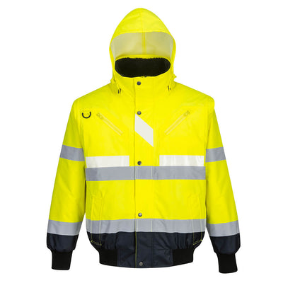 Portwest G465 Glowtex 3-in-1 Hi Vis Jacket 1#colour_yellow-navy