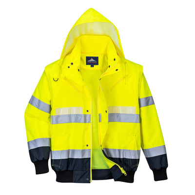 Portwest G465 Glowtex 3-in-1 Hi Vis Jacket 1#colour_yellow-navy 2#colour_yellow-navy