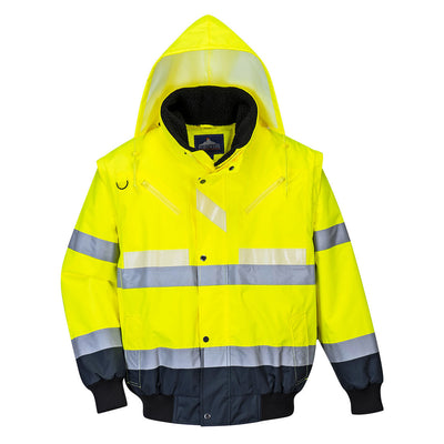 Portwest G465 Glowtex 3-in-1 Hi Vis Jacket 1#colour_yellow-navy 2#colour_yellow-navy 3#colour_yellow-navy