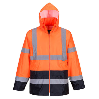 Portwest H443 Hi Vis Classic Contrast Rain Jacket 1#colour_orange-navy