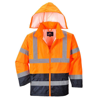 Portwest H443 Hi Vis Classic Contrast Rain Jacket 1#colour_orange-navy 2#colour_orange-navy