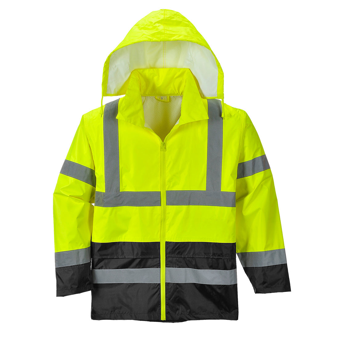 Portwest H443 Hi Vis Classic Contrast Rain Jacket 1#colour_yellow-black 2#colour_yellow-black 3#colour_yellow-black