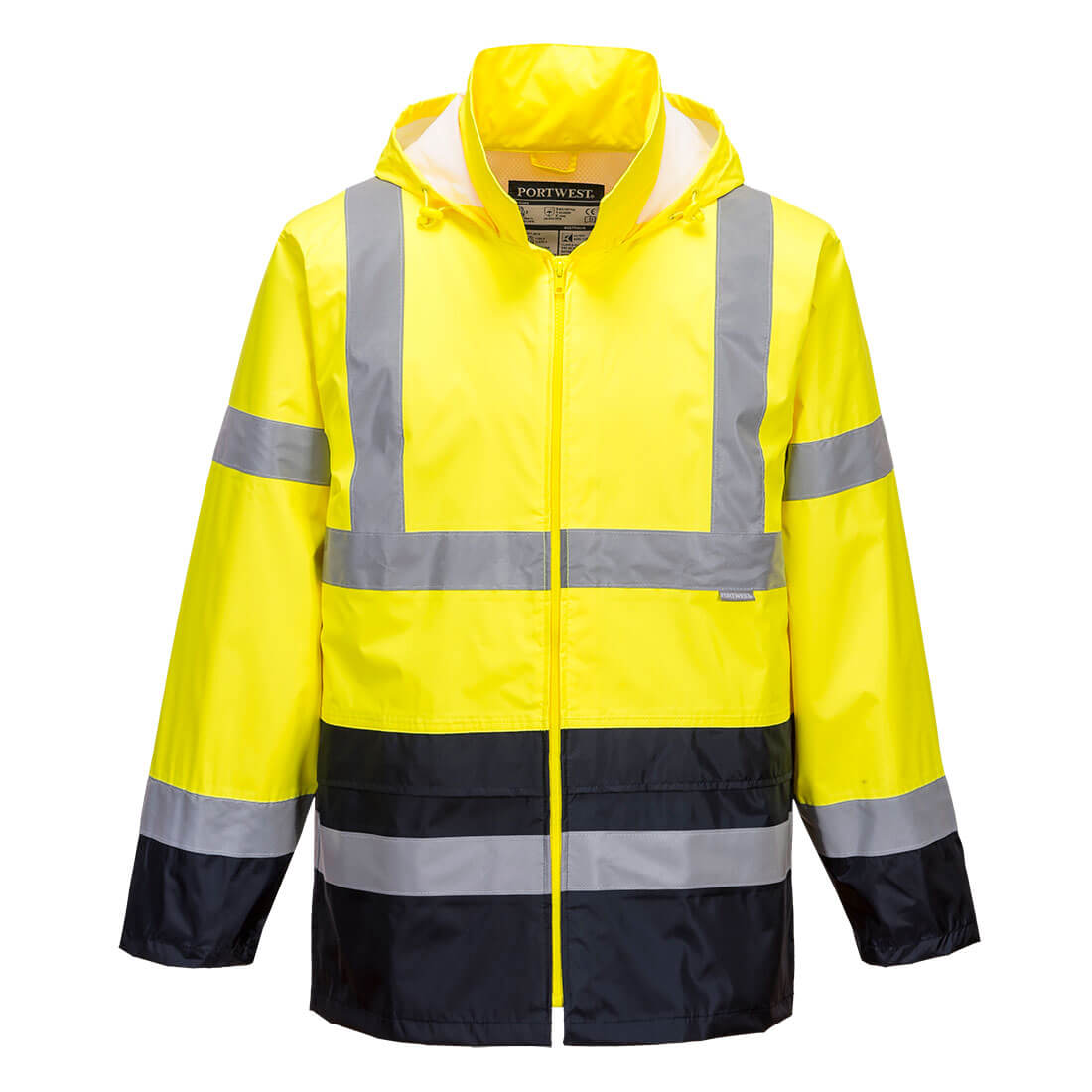 Portwest H443 Hi Vis Classic Contrast Rain Jacket 1#colour_yellow-navy