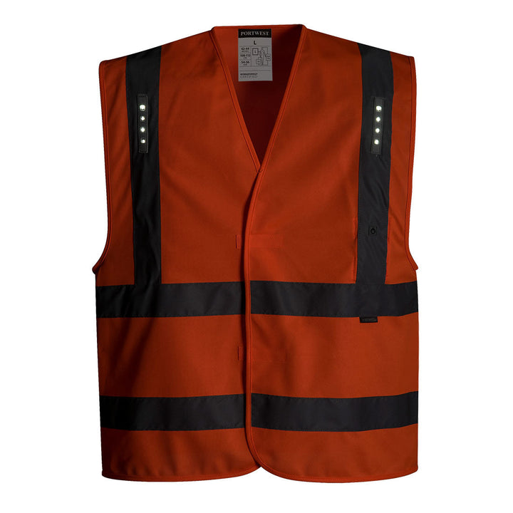 Portwest L470 Vega Hi Vis LED Vest 1#colour_orange 2#colour_orange