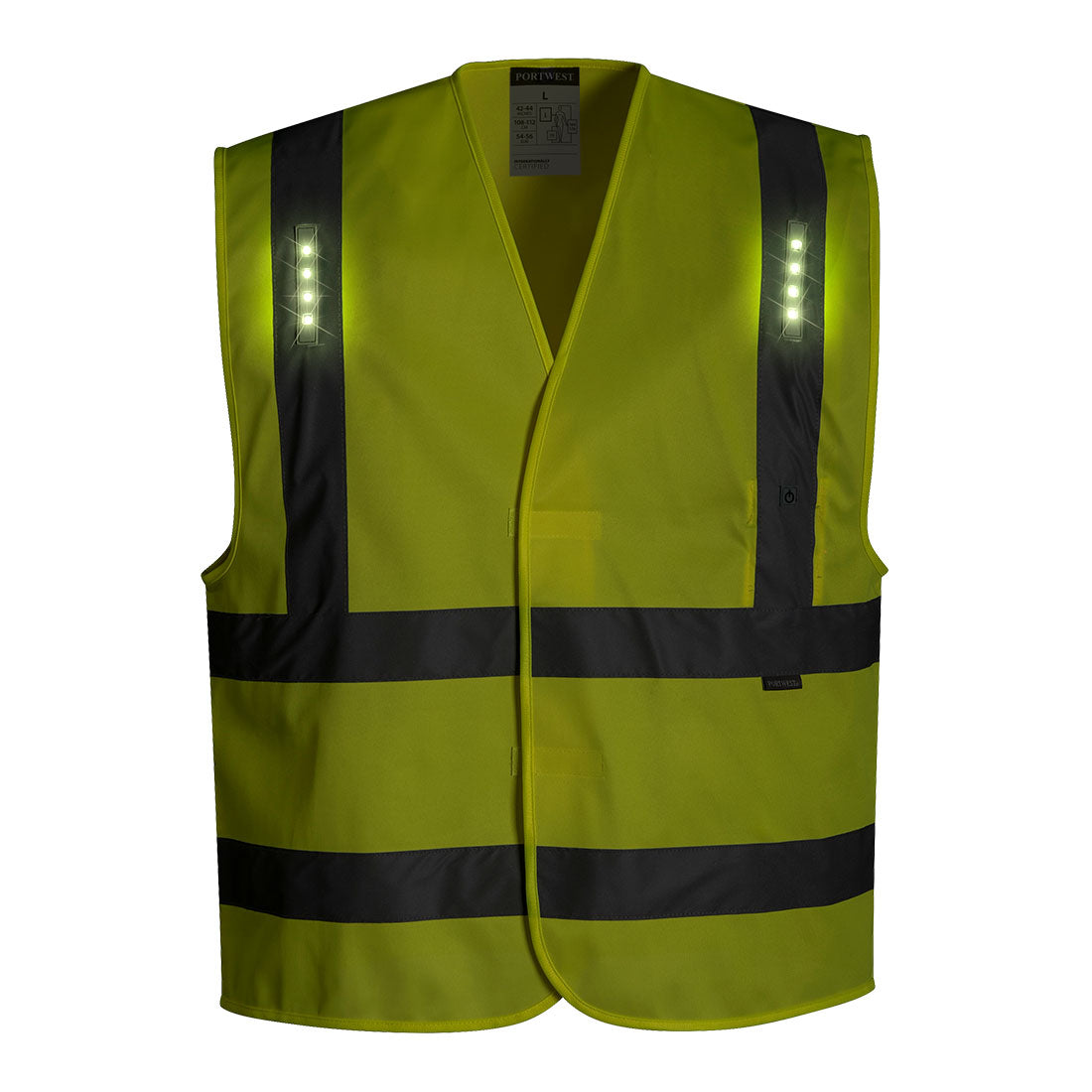 Portwest L470 Vega Hi Vis LED Vest 1#colour_yellow 2#colour_yellow