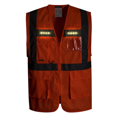 Portwest L476 Orion LED Hi Vis Executive Vest 1#colour_orange 2#colour_orange