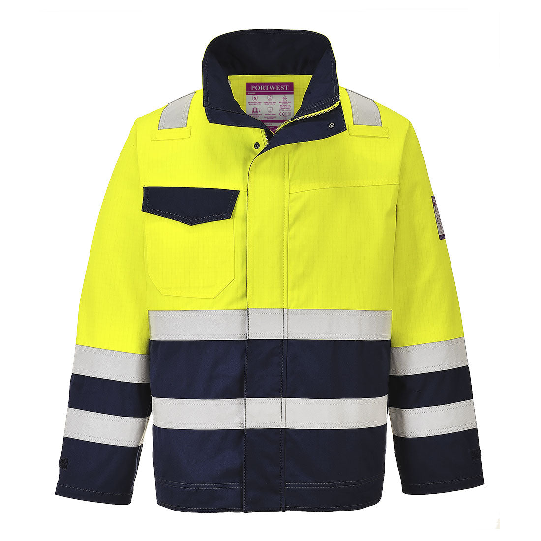 Portwest MV25 Hi Vis Modaflame Jacket - Flame Retardant 1#colour_yellow-navy