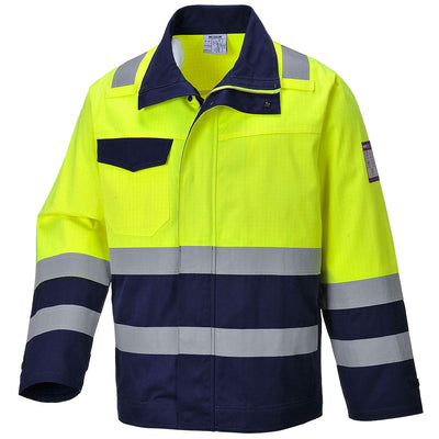 Portwest MV25 Hi Vis Modaflame Jacket - Flame Retardant 1#colour_yellow-navy 2#colour_yellow-navy