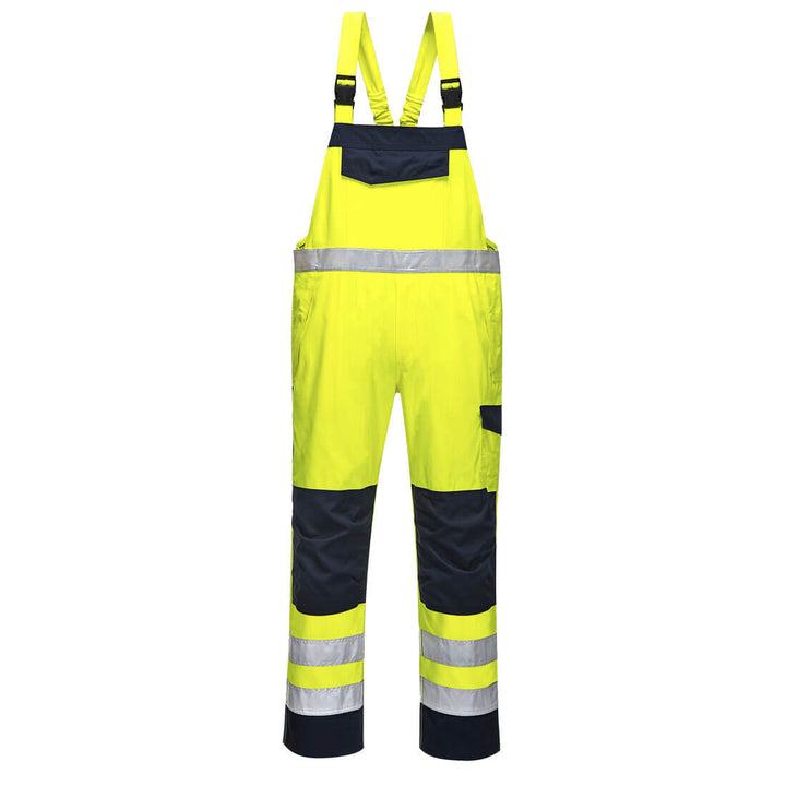 Portwest MV27 Hi Vis Modaflame Bib and Brace - Flame Retardant Yellow/Navy Main#colour_yellow-navy