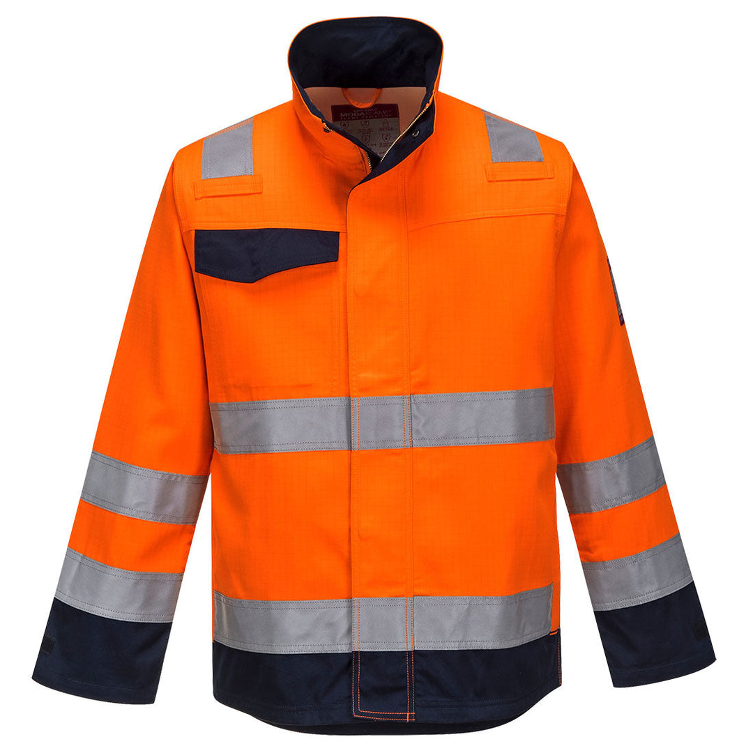 Portwest MV35 Modaflame RIS Orange/Navy Flame Retardant Jacket 1#colour_orange-navy