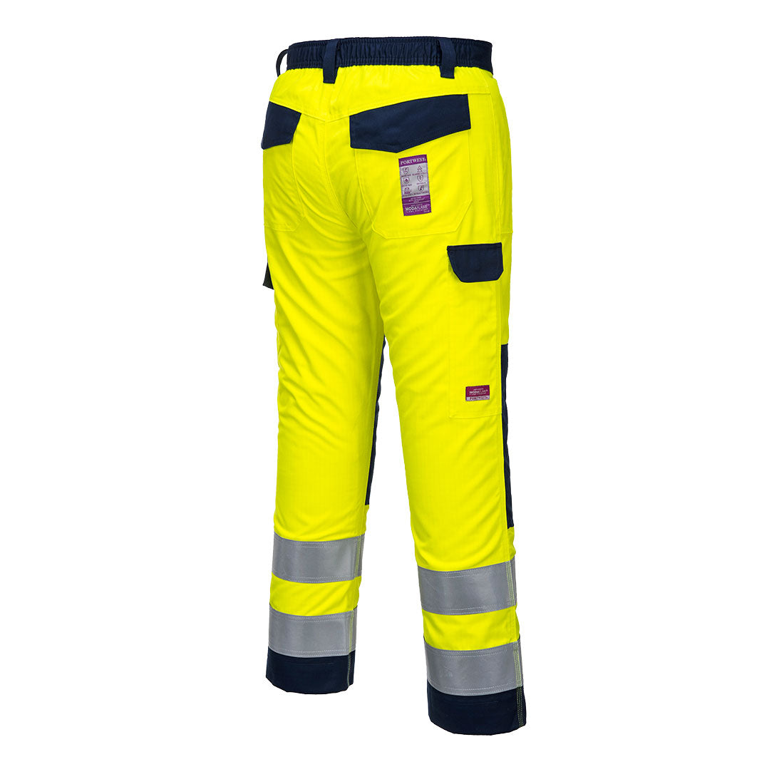 Portwest MV46 Hi Vis Modaflame Flame Retardant Trousers 1#colour_yellow-navy 2#colour_yellow-navy 3#colour_yellow-navy