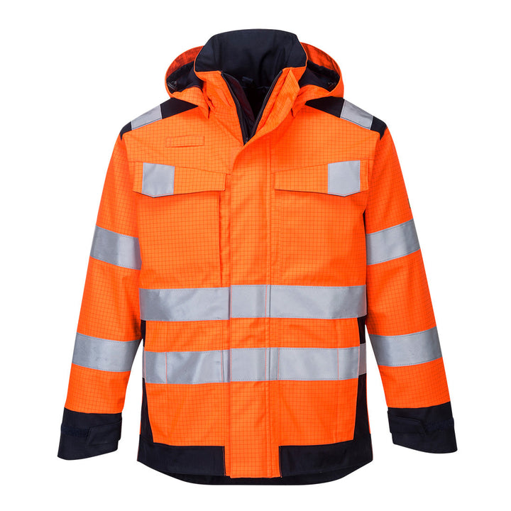 Portwest MV70 Modaflame Multi-protective Arc Rain Jacket 1#colour_orange-navy