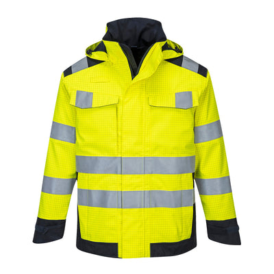 Portwest MV70 Modaflame Multi-protective Arc Rain Jacket 1#colour_yellow-navy