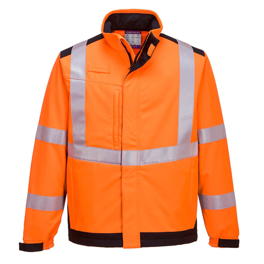 Portwest MV72 Modaflame Multi Norm Arc Softshell Jacket 1#colour_orange-navy