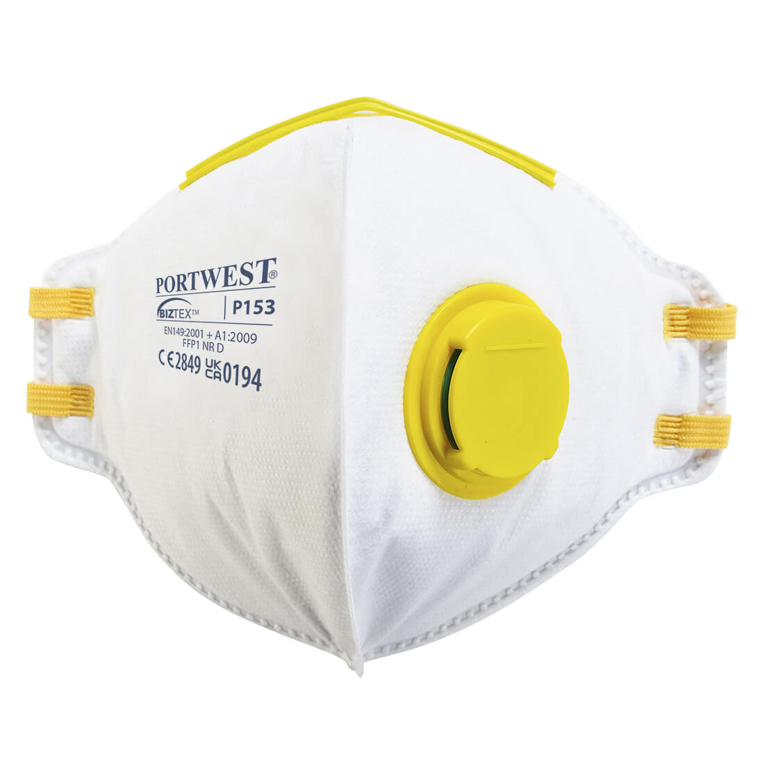 Portwest P153 FFP1 Valved Dolomite Fold Flat Respirator 1#colour_white