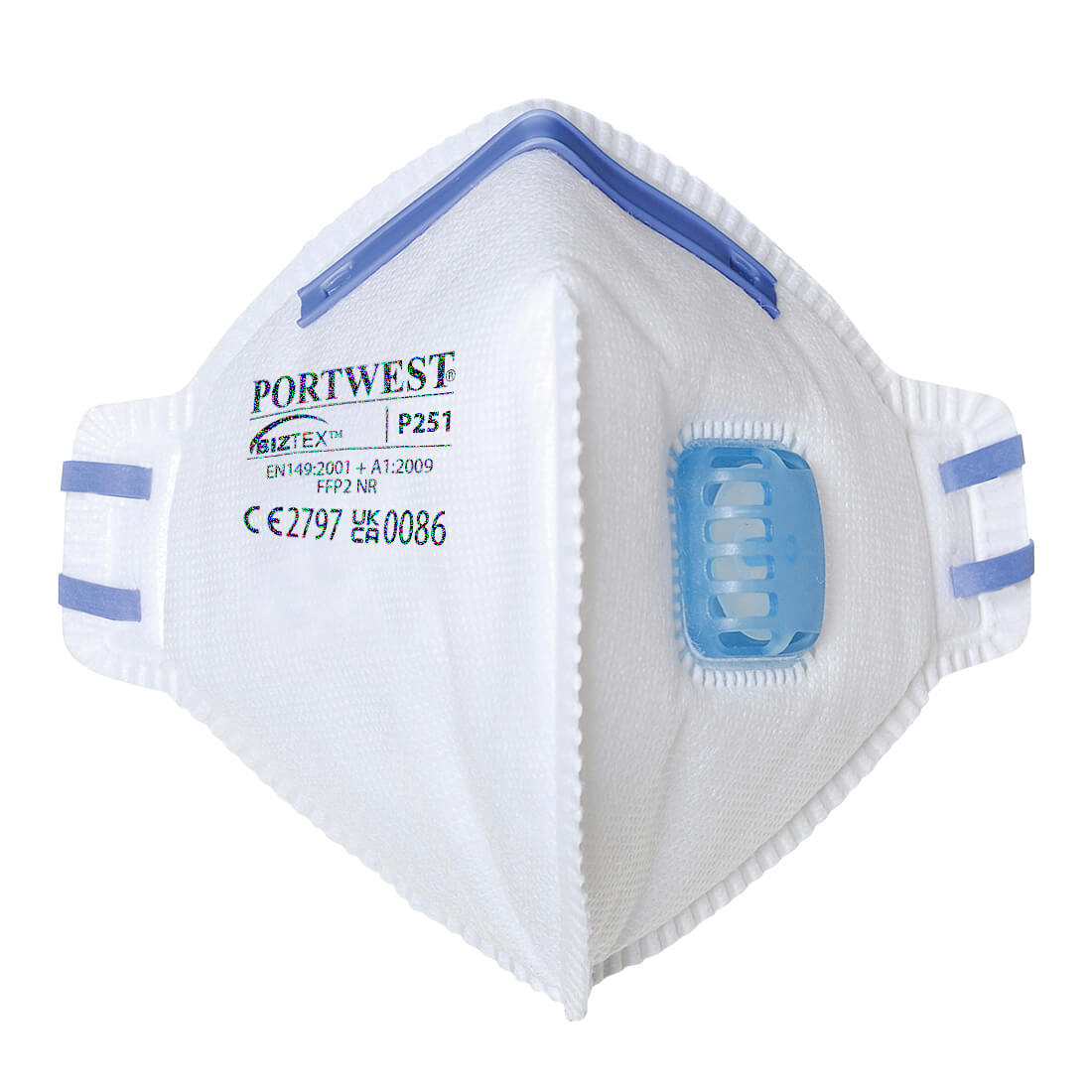 Portwest P251 FFP2 Valved Fold Flat Respirator 1#colour_white