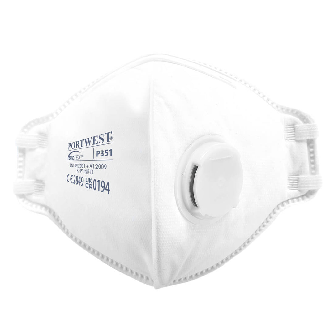 Portwest P351 FFP3 Valved Dolomite Fold Flat Respirator 1#colour_white