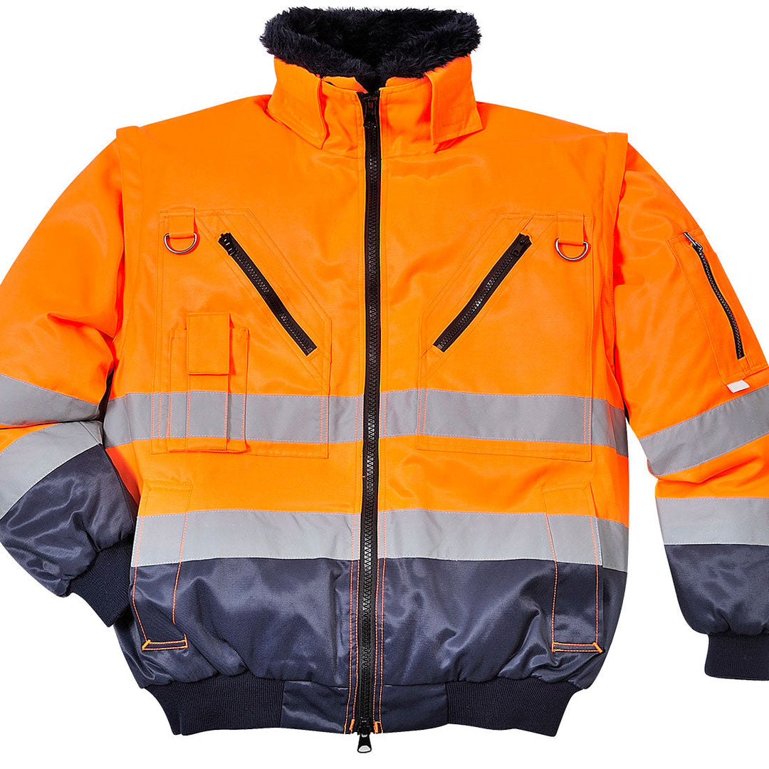 Portwest PJ50 Hi Vis 3-in-1 Pilot Jacket 1#colour_orange-navy 2#colour_orange-navy