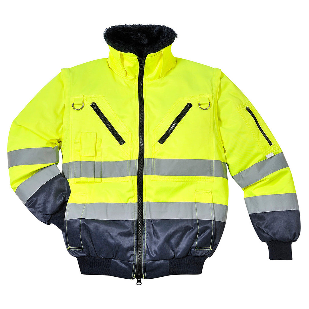 Portwest PJ50 Hi Vis 3-in-1 Pilot Jacket 1#colour_yellow-navy 2#colour_yellow-navy 3#colour_yellow-navy