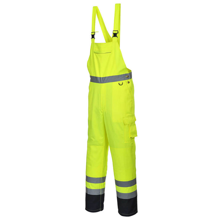 Portwest PJ52 Hi Vis Contrast Bib & Brace - Unlined Yellow Image 3#colour_yellow