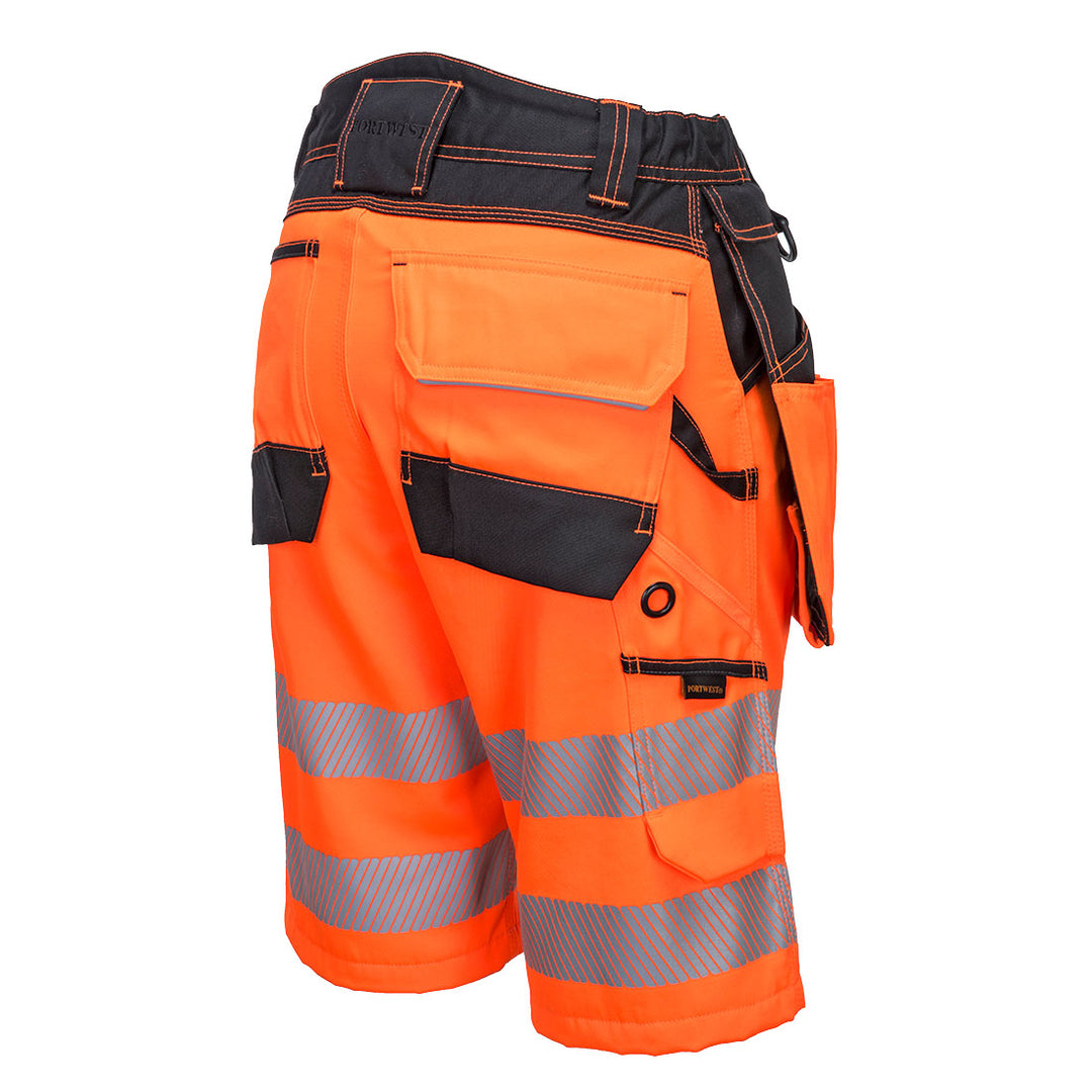 Portwest PW343 PW3 Hi Vis Holster Shorts 1#colour_orange-black 2#colour_orange-black 3#colour_orange-black