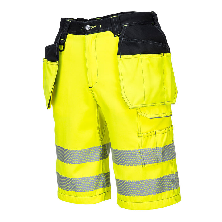 Portwest PW343 PW3 Hi Vis Holster Shorts 1#colour_yellow-black 2#colour_yellow-black