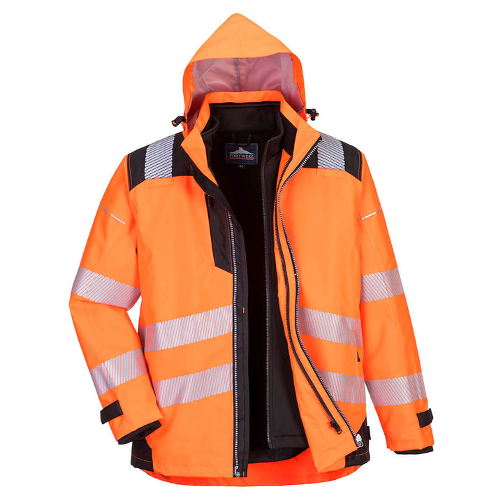 Portwest PW365 PW3 Hi Vis 3-in-1 Jacket 1#colour_orange-black