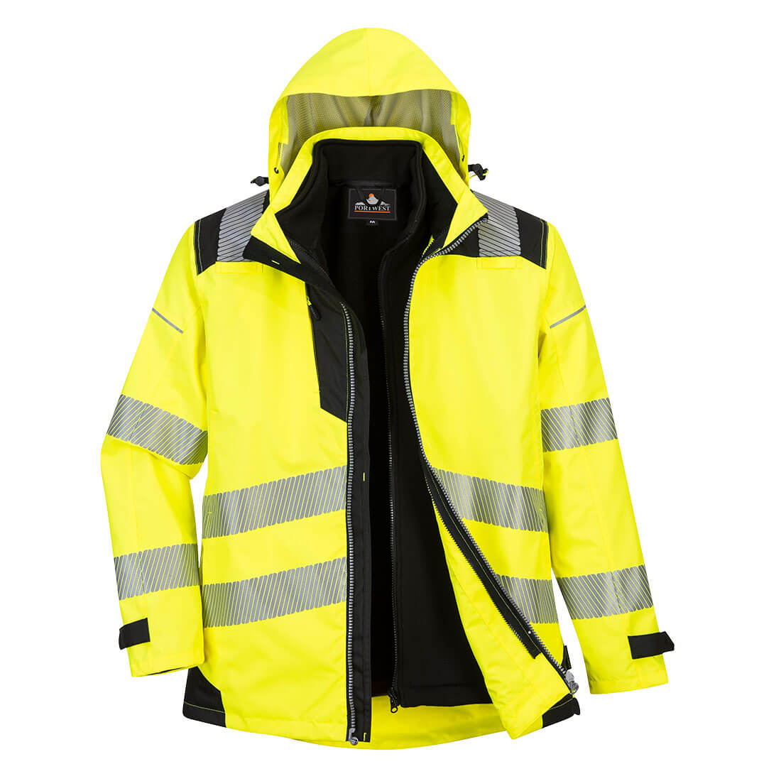Portwest PW365 PW3 Hi Vis 3-in-1 Jacket 1#colour_yellow-black