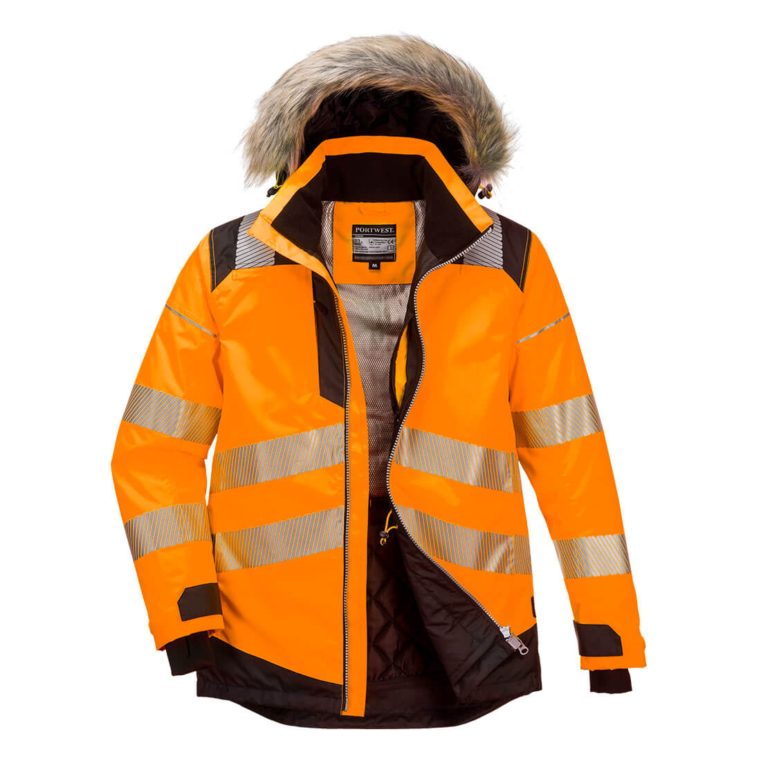 Portwest PW369 PW3 Hi Vis Winter Parka Jacket 1#colour_orange-black