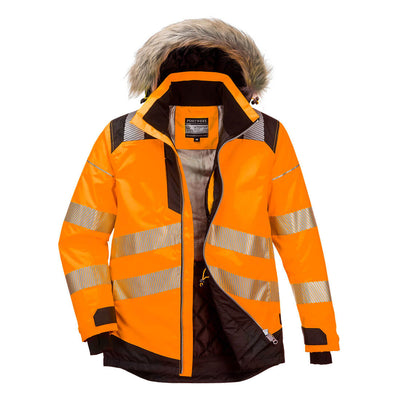 Portwest PW369 PW3 Hi Vis Winter Parka Jacket 1#colour_orange-black