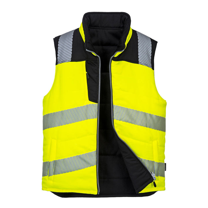 Portwest PW374 PW3 Hi Vis Reversible Bodywarmer 1#colour_yellow-black 2#colour_yellow-black