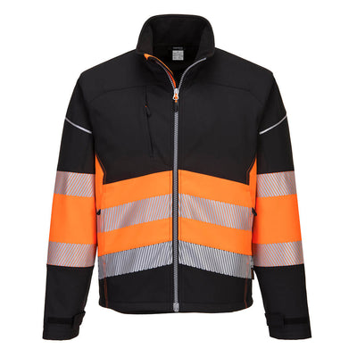 Portwest PW375 PW3 Hi Vis Class 1 Softshell Jacket 1#colour_black-orange