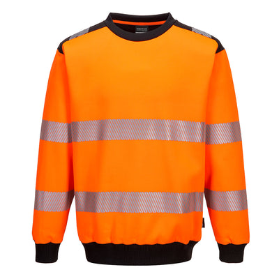 Portwest PW379 PW3 Hi Vis Crew Neck Sweatshirt 1#colour_orange-black