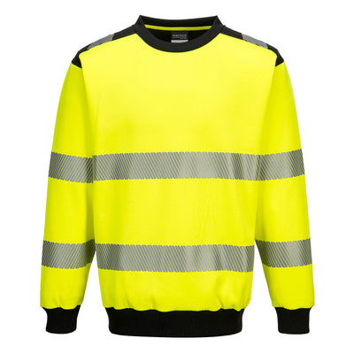 Portwest PW379 PW3 Hi Vis Crew Neck Sweatshirt 1#colour_yellow-black