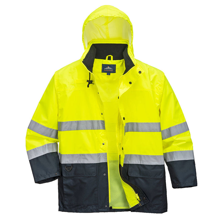 Portwest S166 Lite Two-Tone Hi Vis Traffic Jacket 1#colour_yellow-navy 2#colour_yellow-navy 3#colour_yellow-navy