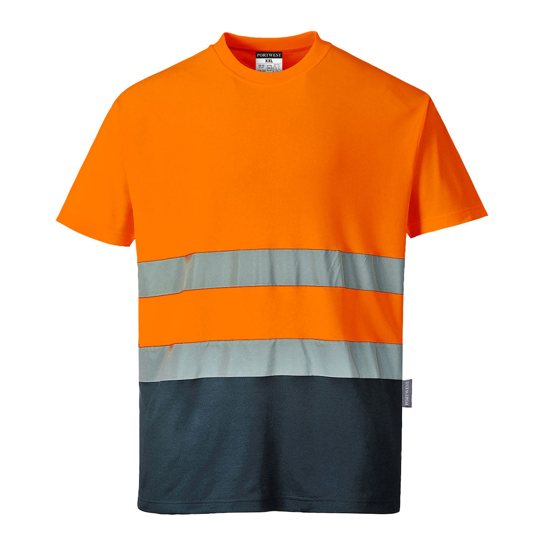Portwest S173 Two Tone Cotton Comfort Hi Vis T-Shirt 1#colour_orange-navy