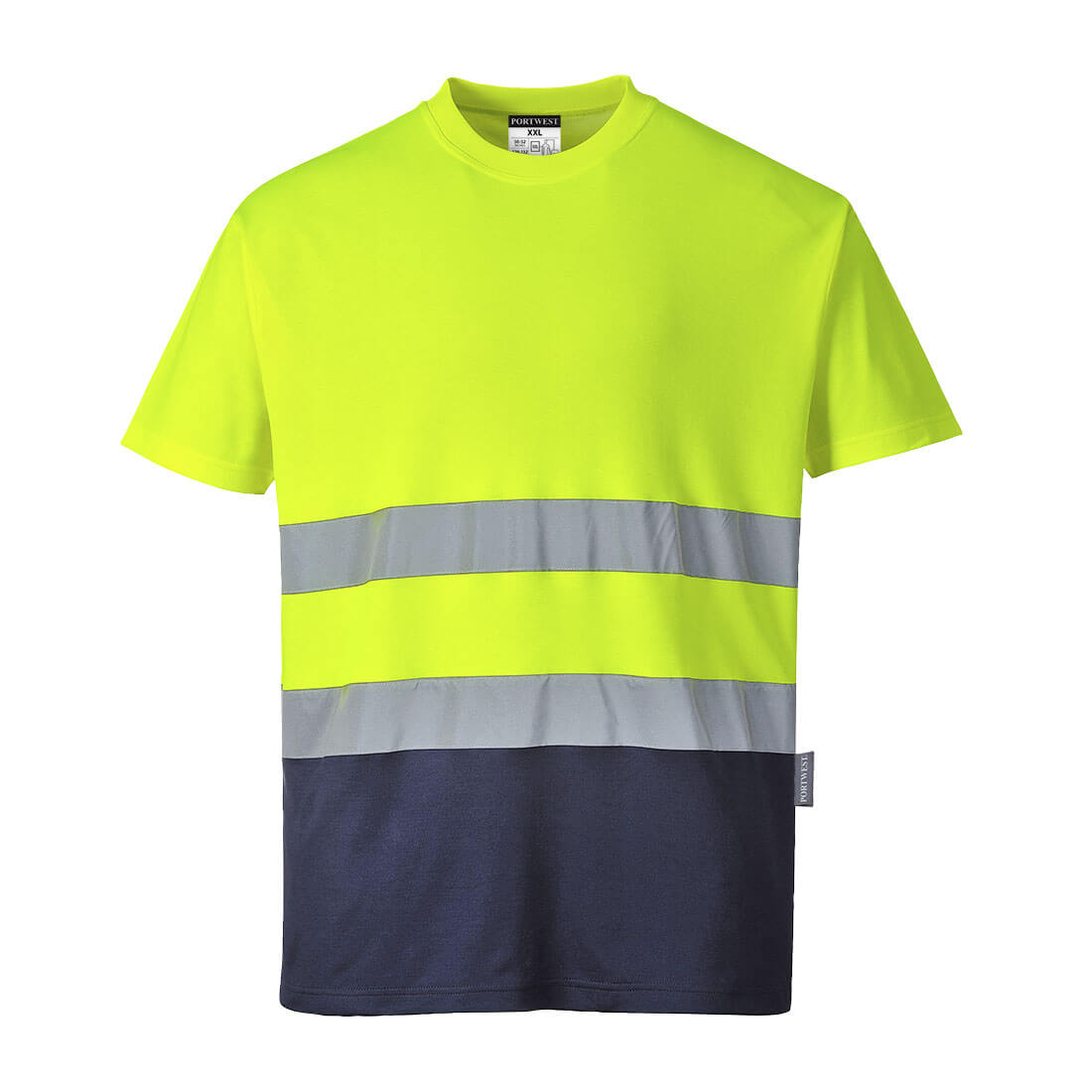 Portwest S173 Two Tone Cotton Comfort Hi Vis T-Shirt 1#colour_yellow-navy