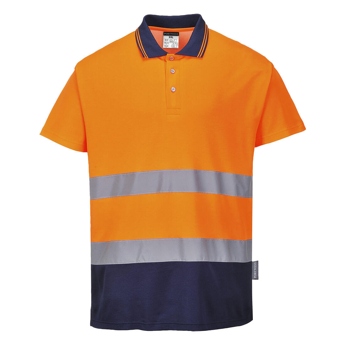 Portwest S174 Two Tone Cotton Comfort Hi Vis Polo Shirt 1#colour_orange-navy