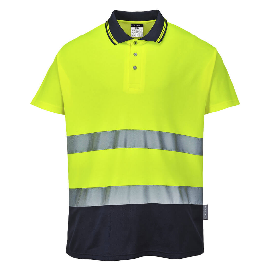 Portwest S174 Two Tone Cotton Comfort Hi Vis Polo Shirt 1#colour_yellow-navy