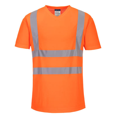 Portwest S179 V-Neck T-Shirt Mesh Inserts 1#colour_orange