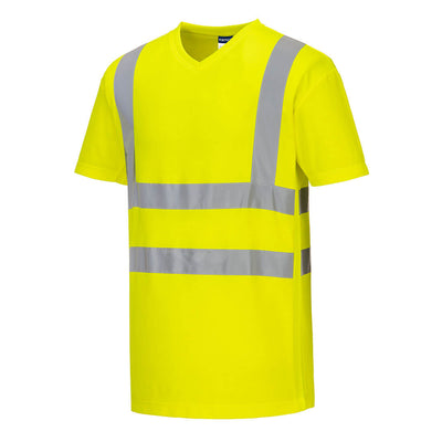 Portwest S179 V-Neck T-Shirt Mesh Inserts 1#colour_yellow