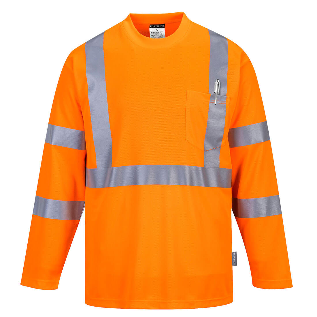Portwest S191 Hi Vis Long Sleeve Pocket T-Shirt 1#colour_orange