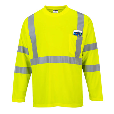 Portwest S191 Hi Vis Long Sleeve Pocket T-Shirt 1#colour_yellow