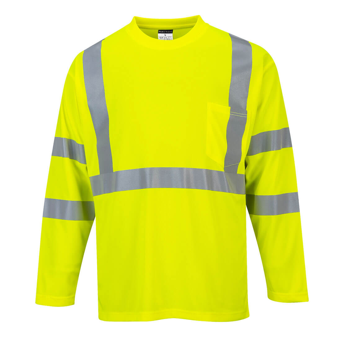 Portwest S191 Hi Vis Long Sleeve Pocket T-Shirt 1#colour_yellow 2#colour_yellow