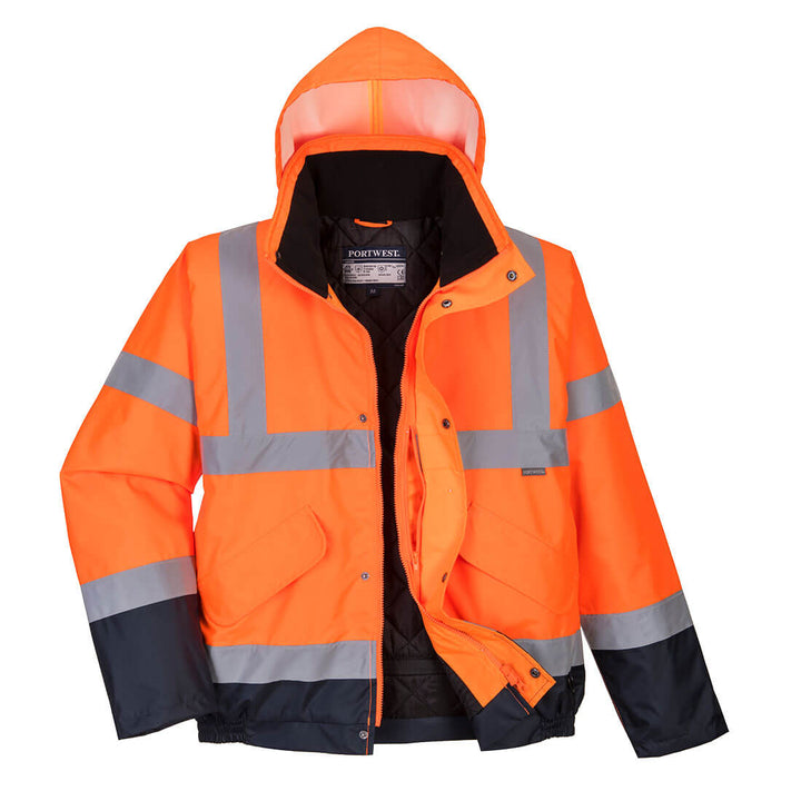 Portwest S266 Hi Vis Two Tone Bomber Jacket 1#colour_orange-navy